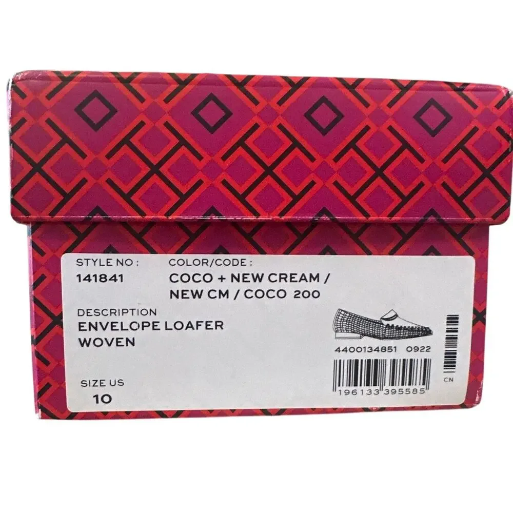 Tory Burch Envelope Bicolor Woven Loafers Coco‎ Cream 10
